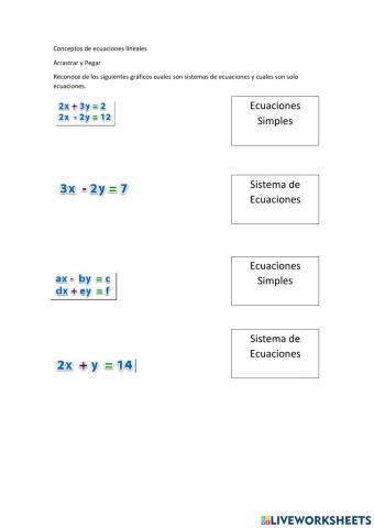 4 actividades sobre sistemas de ecuaciones