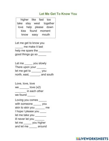 Let Me Get To Know You