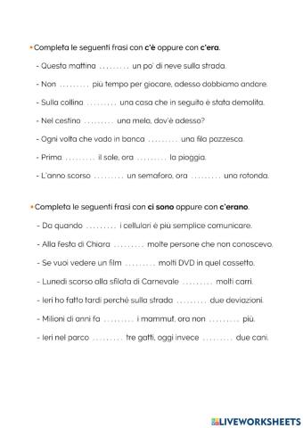 C’è, C’era, Ci sono, C’erano