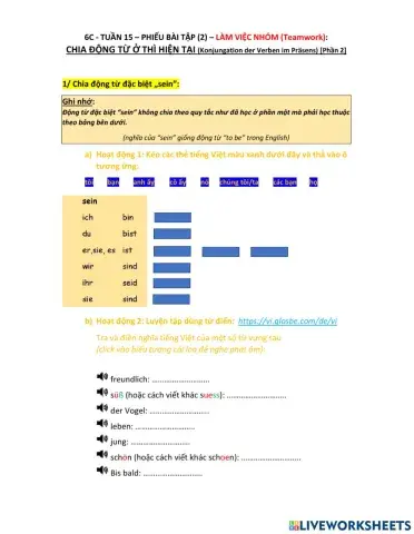 6C-W15-Phiếu bài tập NHÓM-Chia động từ 2