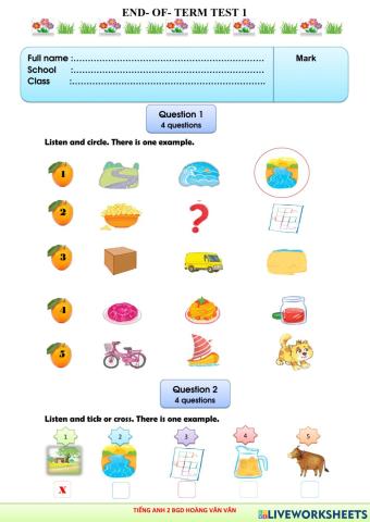 Đề số 6 - đề thi hk 1 - grade 2