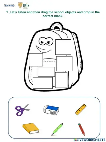 Moon-Worksheet about School Supplies