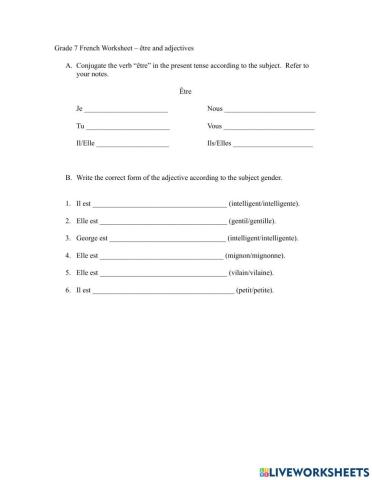 Être et les adjectifs