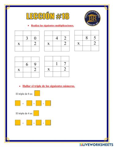 Multiplicaciones por 2 y el triple