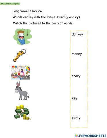 Long e Review- (y and ey )