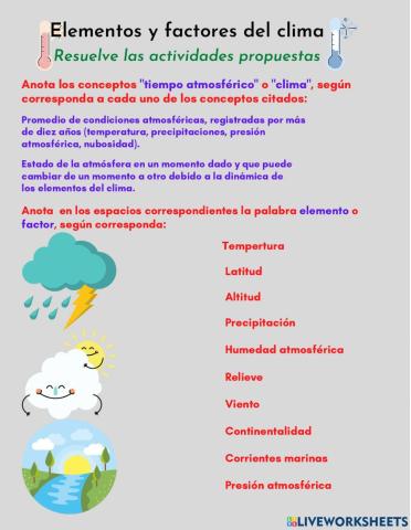 Factores y elementos del clima- clasificación de climas