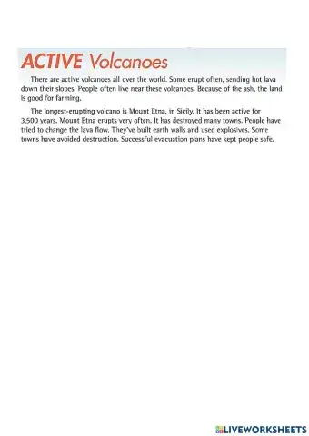 Active Volcanoes Oral Reading