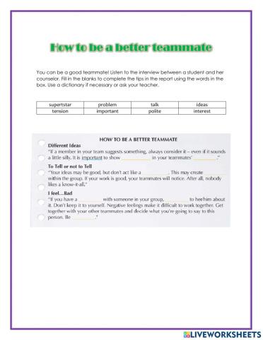 How to be a better teammate!