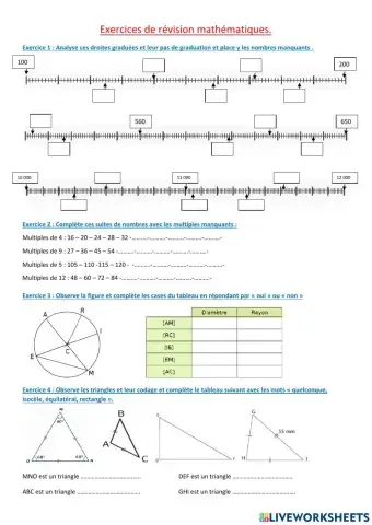 Mathématiques révisions