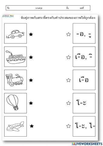 เกมจับคู่ภาพกับสระ