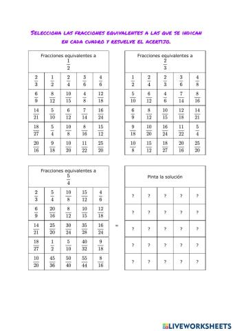 Encontrar fracciones equivalentes