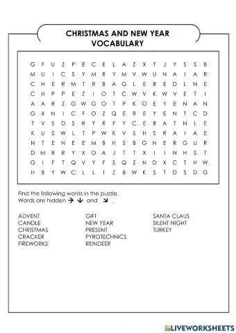 Christmas and new year vocabulary