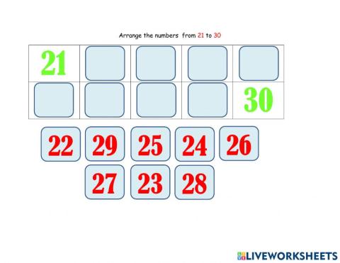 Arrangin Numbers 21 to 30