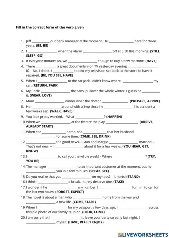 Mixed tenses exercise