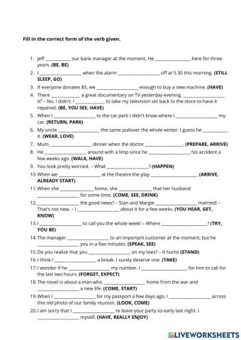 Mixed tenses exercise