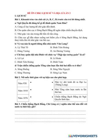 Đề ôn chk1 lịch sử và địa lí lần 2