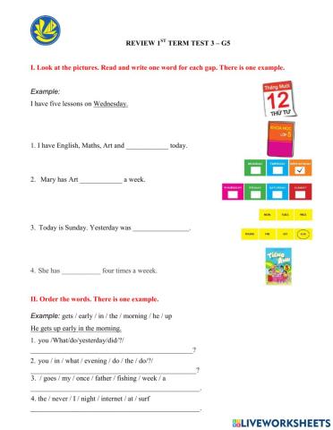 Review 1st Term Test 3- G5