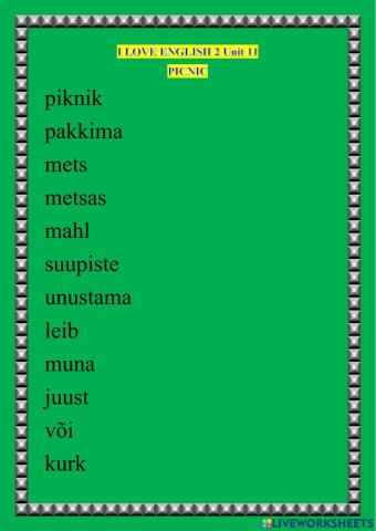 I LOVE ENGLISH 2 Unit 11 PICNIC