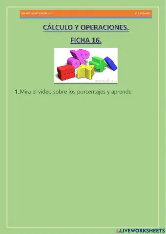 Cálculo y operaciones. Ficha 16.