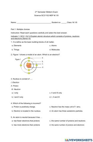 2nd semester midterm exam M1-9