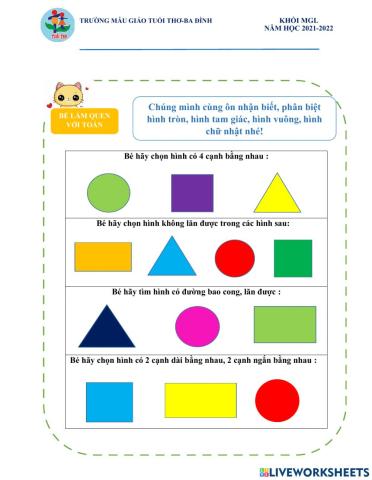 Ôn nhận biết-phân biệt hình học