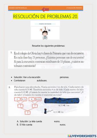 Resolución de problemas. Ficha 20.