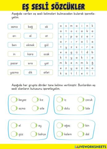 Eş Sesli Sözcükler