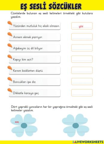 Eş Sesli Sözcükler