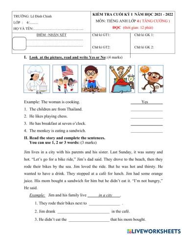 Đề thi đọc lớp 4