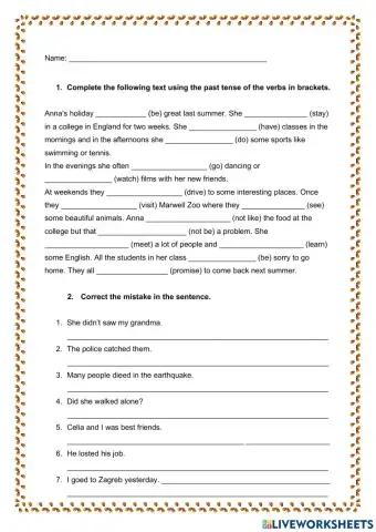 Past simple - Workshop