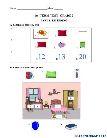 1st term Test- Grade 3- (2021- 2022)