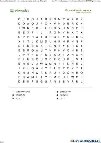 sopa de letras contaminación sonora