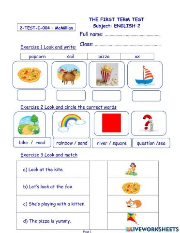 Tieng Anh 2 McMillian - 1st Term Test 04