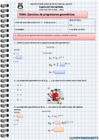 Ejercicios con Progresiones Geométricas