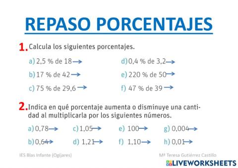 Repaso de poncentajes (aumentos y disminuciones)