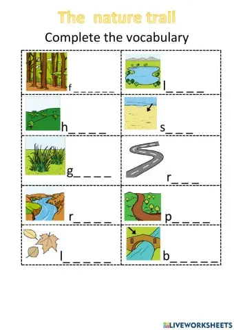 Nature trail vocabulary