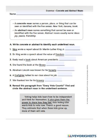 Concrete and Abstract Nouns