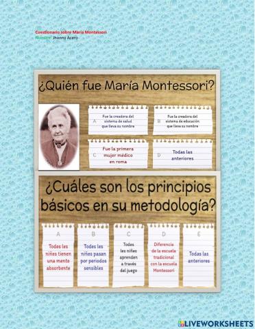 Cuestionario de Maria Montessorri