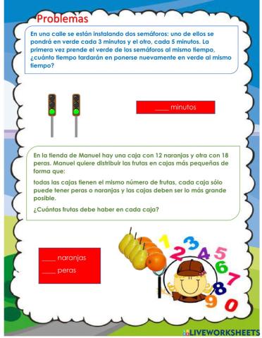 Problemas de mcm y mcd