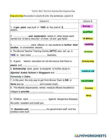 Yr6 Ex Wk2 The 1st National  Development Plan