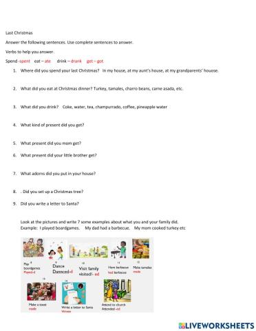 Christmas writing past simple