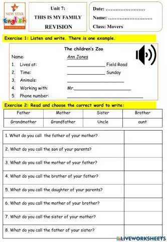 Movers- This is my family- Revision