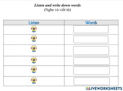 Listen and write about quantifier