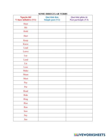 Irregular verbs