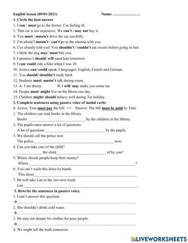 Grade 7- Modal Passive