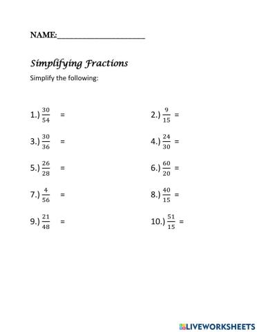 Simplifying fraction