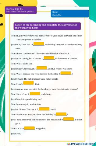 Exercise 1 KD 3.6-Past tense VS Present perfect tense