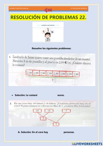 Resolución de problemas. Ficha 22.