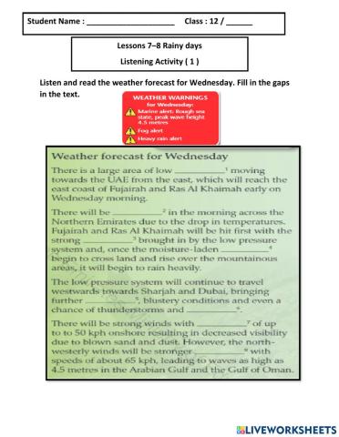 Lesson 7-8 Rainy Days