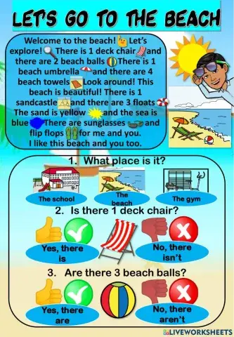 Let's Go To The Beach - Reading Comprehension